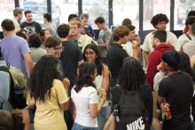 Group of students enjoying a meet and greet at GTE
